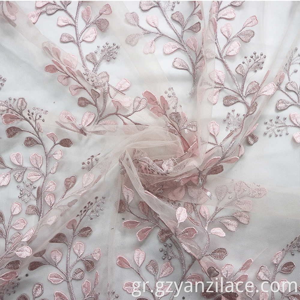Light Pink layser Embroidery Lace Fabric